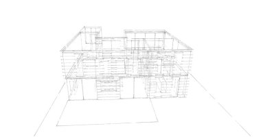 3d mimari duvar kağıdı tasarımı, dijital bina çizimi 