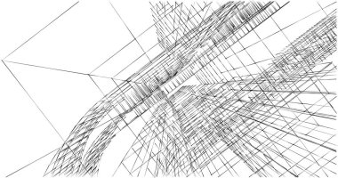 Mimari sanat konseptinde soyut çizgiler, minimum geometrik şekiller. 