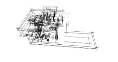 Mimari sanat konseptinde soyut çizgiler, minimum geometrik şekiller. 