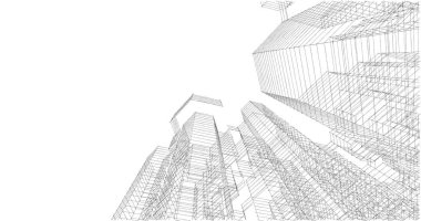 Arkaplanda mimari bina 3d illüstrasyon