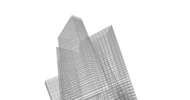 Arkaplanda mimari bina 3d illüstrasyon