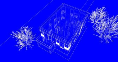Mimari sanat konseptinde soyut çizgiler, minimum geometrik şekiller. 