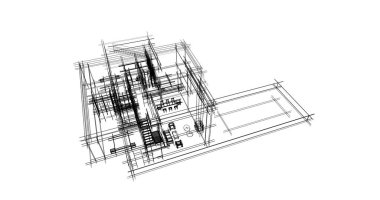 Mimari sanat konseptinde soyut çizgiler, minimum geometrik şekiller. 