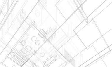 Mimari sanat konseptinde soyut çizgiler, minimum geometrik şekiller. 