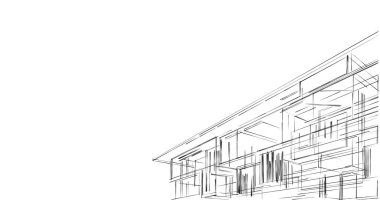 Mimari sanat konseptinde soyut çizgiler, minimum geometrik şekiller. 