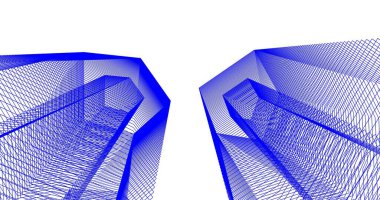 3d mimari duvar kağıdı tasarımı, dijital bina çizimi 