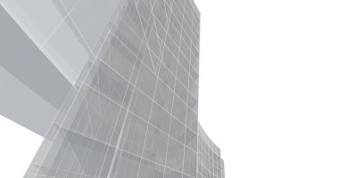 Arkaplanda mimari bina 3d illüstrasyon