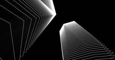 3d mimari duvar kağıdı tasarımı, dijital bina çizimi 