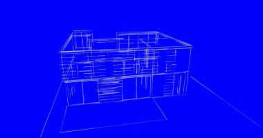 Arkaplanda mimari bina 3d illüstrasyon