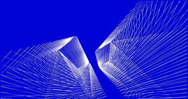 Mimari sanat konseptinde soyut çizgiler, minimum geometrik şekiller. 