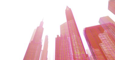 Arkaplanda mimari bina 3d illüstrasyon