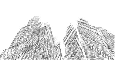 Mimari sanat konseptinde soyut çizgiler, minimum geometrik şekiller. 