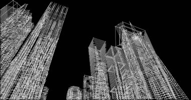 Mimari sanat konseptinde soyut çizgiler, minimum geometrik şekiller. 