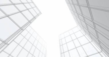 Arkaplanda mimari bina 3d illüstrasyon