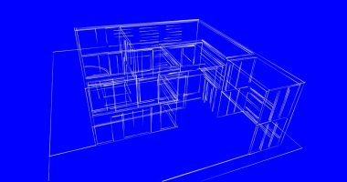 Arkaplanda mimari bina 3d illüstrasyon