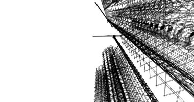 Mimari sanat konseptinde soyut çizgiler, minimum geometrik şekiller. 