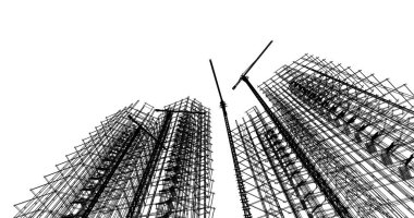 Mimari sanat konseptinde soyut çizgiler, minimum geometrik şekiller. 