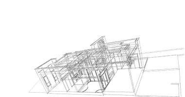 Mimari sanat konseptinde soyut çizgiler, minimum geometrik şekiller. 
