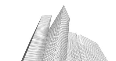 Arkaplanda mimari bina 3d illüstrasyon