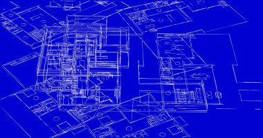 Mimari sanat konseptinde soyut çizgiler, minimum geometrik şekiller. 
