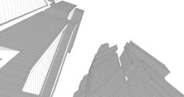 Mimari sanat konseptinde soyut çizgiler, minimum geometrik şekiller. 