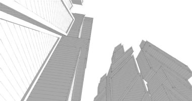 Mimari sanat konseptinde soyut çizgiler, minimum geometrik şekiller. 