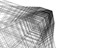 Arkaplanda mimari bina 3d illüstrasyon