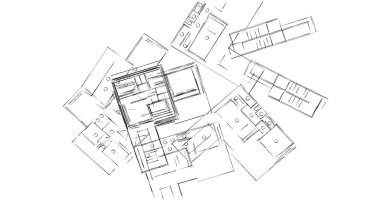 Mimari sanat konseptinde soyut çizgiler, minimum geometrik şekiller. 