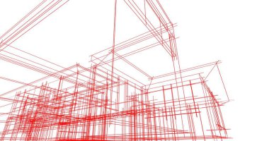 Mimari sanat konseptinde soyut çizgiler, minimum geometrik şekiller. 