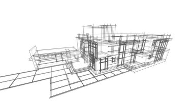 Mimari sanat konseptinde soyut çizgiler, minimum geometrik şekiller. 