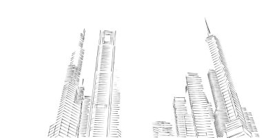 Arkaplanda mimari bina 3d illüstrasyon