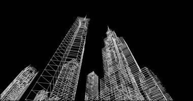 Mimari sanat konseptinde soyut çizgiler, minimum geometrik şekiller. 