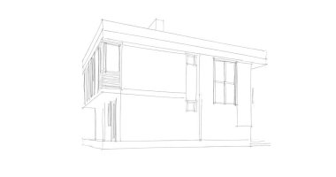 Arkaplanda mimari bina 3d illüstrasyon