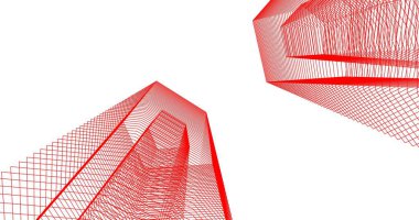 3d mimari duvar kağıdı tasarımı, dijital bina çizimi 