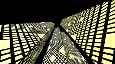 Arkaplanda mimari bina 3d illüstrasyon