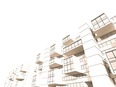 Arkaplanda mimari bina 3d illüstrasyon