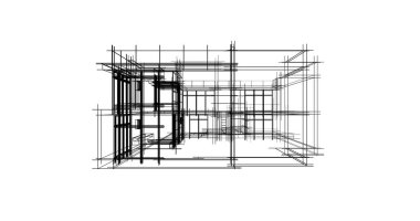 Arkaplanda mimari bina 3d illüstrasyon