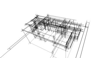 Arkaplanda mimari bina 3d illüstrasyon