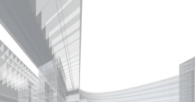 Arkaplanda mimari bina 3d illüstrasyon