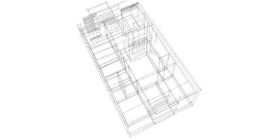 Arkaplanda mimari bina 3d illüstrasyon