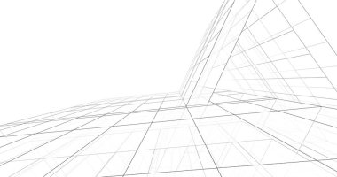 Arkaplanda mimari bina 3d illüstrasyon