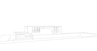 Mimari sanat konseptinde soyut çizgiler, minimum geometrik şekiller. 