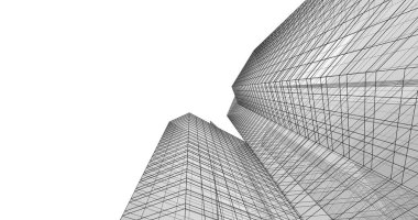 Arkaplanda mimari bina 3d illüstrasyon