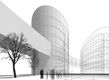 soyut mimari duvar kağıdı tasarımı, dijital konsept arkaplan