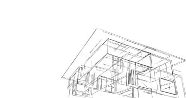 Mimari sanat konseptinde soyut çizgiler, minimum geometrik şekiller. 