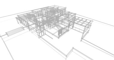 Arkaplanda mimari bina 3d illüstrasyon