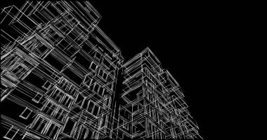 Mimari sanat konseptinde soyut çizgiler, minimum geometrik şekiller. 