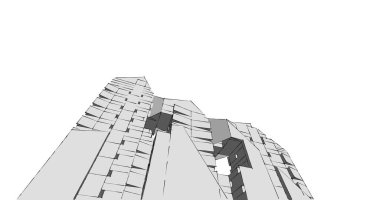 Arkaplanda mimari bina 3d illüstrasyon,