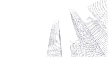 Arkaplanda mimari bina 3d illüstrasyon