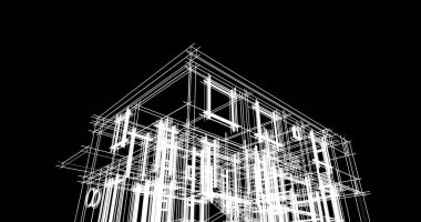 Mimari sanat konseptinde soyut çizgiler, minimum geometrik şekiller. 